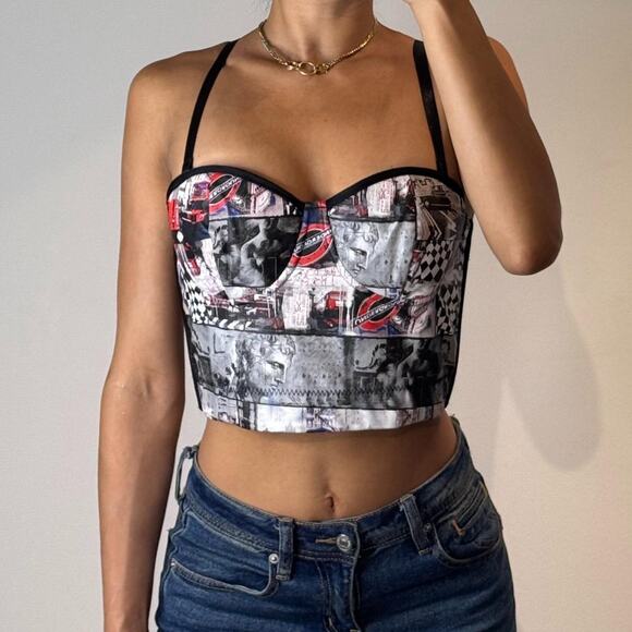 White Printed Bustier Top - Picture 1 of 5